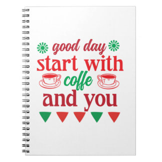 Vrolijk kerstfeest Goede Dag Begin met Koffie en j Notitieboek