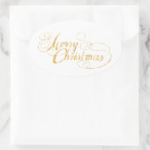 Vrolijk kerstfeest (GOLD) Ovale Sticker (Tas)