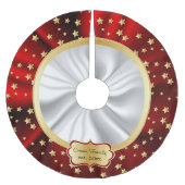 Vrolijk kerstfeest Gold Stars Rood en wit achtergr Kerstboom Rok (Voorkant)
