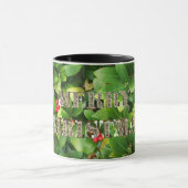 Vrolijk kerstfeest Golden Typografie Skimmia Flora Mok (Midden)