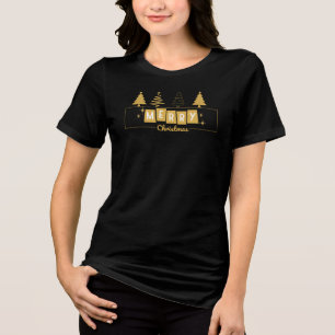 Vrolijk kerstfeest Golden Typography Graphics 2024 Tri-Blend Shirt