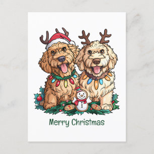 Vrolijk Kerstfeest Goldendoodle Honden Feestdagenkaart