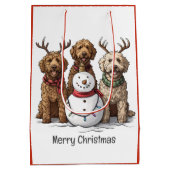Vrolijk Kerstfeest Goldendoodle Honden Medium Cadeauzakje (Achterkant)