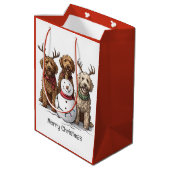 Vrolijk Kerstfeest Goldendoodle Honden Medium Cadeauzakje (Achterkant Gekanteld)