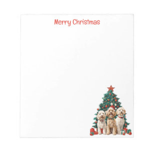 Vrolijk Kerstfeest Goldendoodle Honden Notitieblok