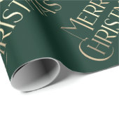 Vrolijk Kerstfeest Goud & Groen Embossed Gradient  Cadeaupapier (Rol Hoek)