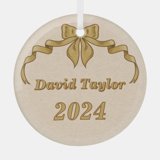 Vrolijk kerstfeest gouden boog glas ornament (Voorkant)