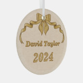 Vrolijk kerstfeest gouden boog glas ornament (Voorkant Rechts)