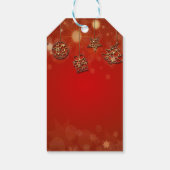 Vrolijk kerstfeest, gouden Confetti, Rode Bow, Orn Cadeaulabel (Achterkant)