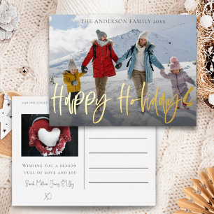 Vrolijk Kerstfeest Gouden Folie & Foto Feestdagen Briefkaart