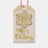 Vrolijk Kerstfeest Gouden Glitter Snowflake Cadeaulabel (Voorkant)