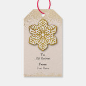 Vrolijk Kerstfeest Gouden Glitter Snowflake Cadeaulabel (Achterkant)