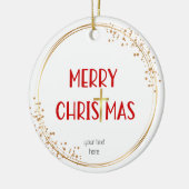 Vrolijk Kerstfeest Gouden Kruis Wit Rood Ornament (Links)