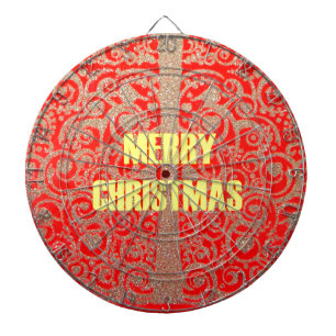 Vrolijk Kerstfeest Gouden Rode Sneeuw Glitter Hear Dartbord