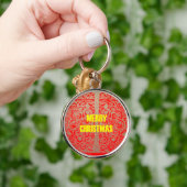 Vrolijk Kerstfeest Gouden Rode Sneeuw Glitter Hear Sleutelhanger (Hand)
