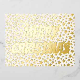 Vrolijk kerstfeest, gouden ster modern chic folie feestdagen briefkaart