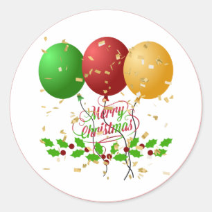 Vrolijk kerstfeest, goudkleurige confetti ronde sticker
