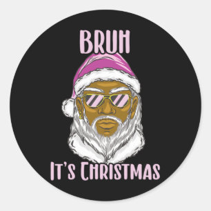 Vrolijk Kerstfeest Grappig Santa Meme Voor Broers Ronde Sticker