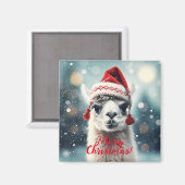 Vrolijk Kerstfeest Grappig Schattige Lllama Alpaca Magneet (Voorkant / Achterkant)