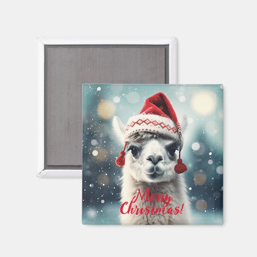 Vrolijk Kerstfeest Grappig Schattige Lllama Alpaca Magneet (Voorkant / Achterkant)