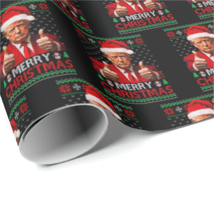 Vrolijk Kerstfeest Grappig Trump Kerstman Hoed Lel Cadeaupapier