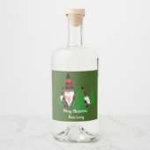 Vrolijk kerstfeest, grappige dwergen personalisere likeurfles etiket (Voorkant)