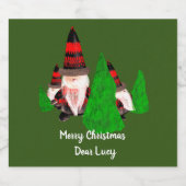 Vrolijk kerstfeest, grappige dwergen personalisere sparkling wijnetiket (Enkel label)