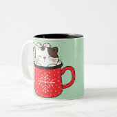 Vrolijk Kerstfeest Grappige Kattenkoffie mok (Voorkant links)