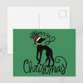 Vrolijk kerstfeest Greyhound rendier Feestdagenkaart (Voorkant / Achterkant)