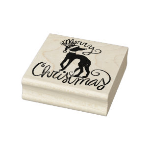 Vrolijk kerstfeest Greyhound rendier Rubberstempel