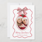 Vrolijk kerstfeest grillige rode wavy Lijst boog f Feestdagenkaart (Voorkant)