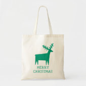 vrolijk kerstfeest. Groen winterbos rendieren Tote Bag (Voorkant)
