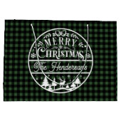 Vrolijk Kerstfeest Groen & Zwart Buffalo Plaid Cus Groot Cadeauzakje (Achterkant)