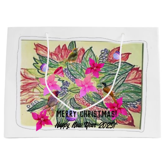 Vrolijk kerstfeest! groot cadeauzakje (Voorkant)