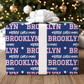 Vrolijk Kerstfeest Grootschalige Custom Name Navy Cadeaupapier