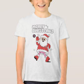 Vrolijk kerstfeest - Groovy Santa Strut Tri-Blend Shirt (Voorkant)