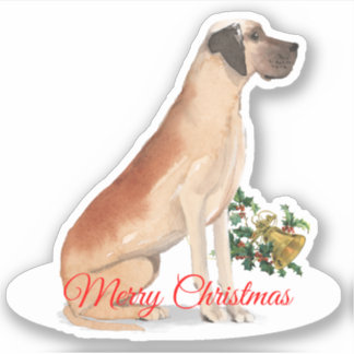 Vrolijk Kerstfeest Grote Deen Custom-Cut Vinyl Sticker