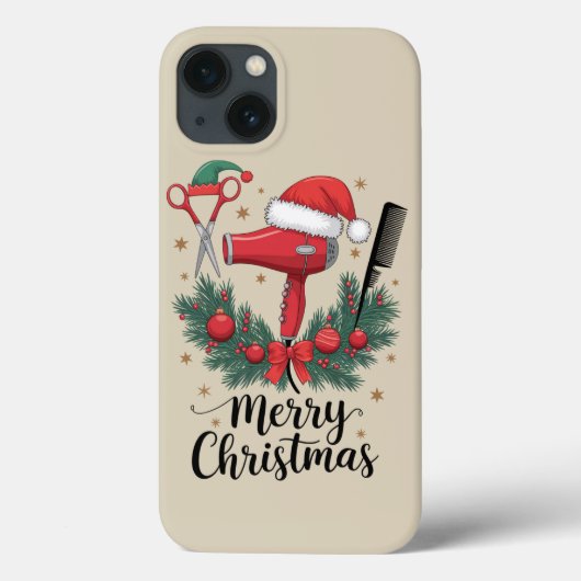 Vrolijk Kerstfeest Haarstylist Kapsalon Xmas Hair Case-Mate iPhone Case (Achterkant)