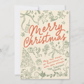 Vrolijk Kerstfeest Hand getrokken Kerst Kaarten (Voorkant)