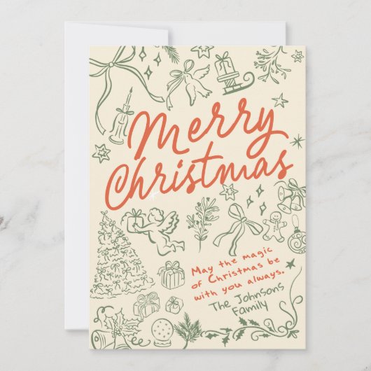 Vrolijk Kerstfeest Hand getrokken Kerst Kaarten (Voorkant)