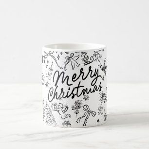 Vrolijk Kerstfeest Hand Tekenen Koffiemok