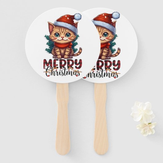 Vrolijk kerstfeest handwaaier (Voorkant en achterkant)