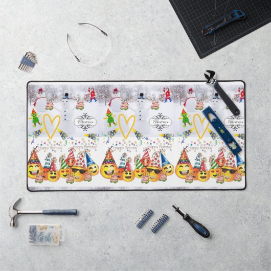 Vrolijk kerstfeest Happy Birthday Desk Mat (Werkstation)