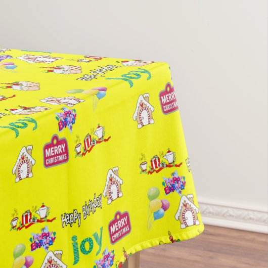 Vrolijk kerstfeest Happy Birthday Tafelkleed (Voorbeeld)