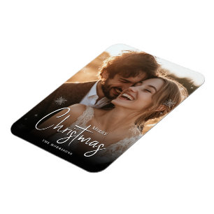 Vrolijk Kerstfeest Happy Couple Custom Photo Magneet