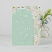 Vrolijk kerstfeest Happy Nieuwjaar Groene Goudbome Folie Feestdagenkaart (Staand Voorkant)