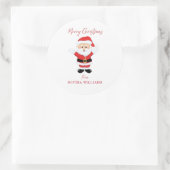 Vrolijk kerstfeest Happy Santa Cadeau Red Ronde Sticker (Tas)