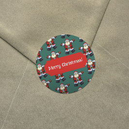 vrolijk kerstfeest! Happy Santa Father kerstpatroo Ronde Sticker