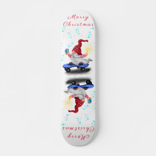 Vrolijk kerstfeest - Happy Skater Gnome met cadeau Skateboard