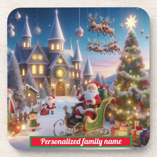 vrolijk kerstfeest Hard plastiek onderzetter (Voorkant)